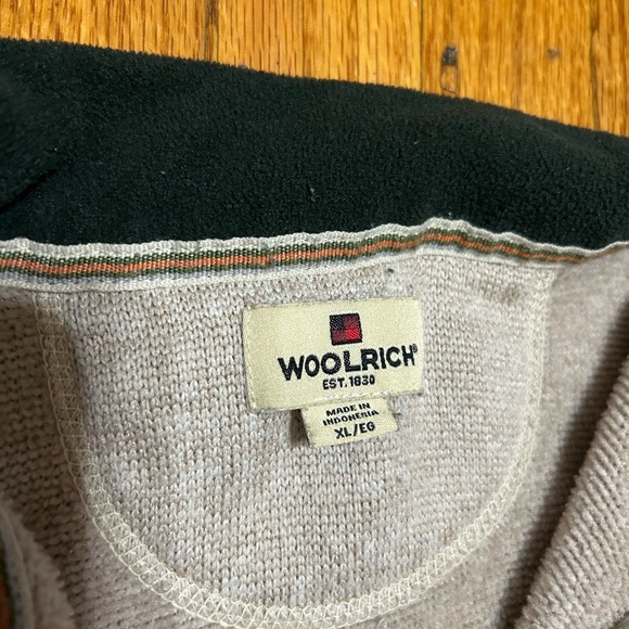 Men's Woolrich XL Fleece Cream/Oatmeal 1/4 zip Pull Over Sweater / Jacket - Picture 3 of 8